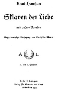 Cover of Sklaven der Liebe, und andere Novellen