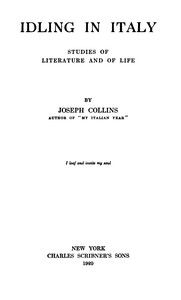 Cover of Idling in Italy: Studies of literature and of life