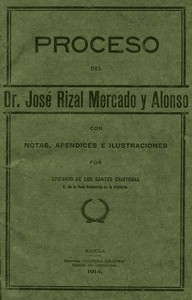 Cover of Proceso del Dr. José Rizal Mercado y Alonso