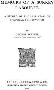 Cover of Memoirs of a Surrey Labourer: A Record of the Last Years of Frederick Bettesworth