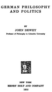 Cover of German philosophy and politics