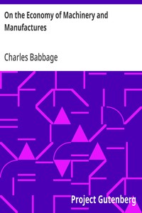 Cover of On the Economy of Machinery and Manufactures