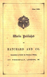 Cover of Works Published by Hatchard and Co. June 1866