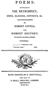Cover of Poems: Containing The Restropect, Odes, Elegies, Sonnets, &c.