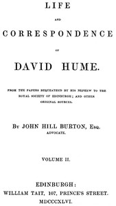 Cover of Life and Correspondence of David Hume, Volume 2