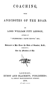 Cover of Coaching, with Anecdotes of the Road
