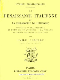 Cover of La Renaissance Italienne et la Philosophie de l'Histoire