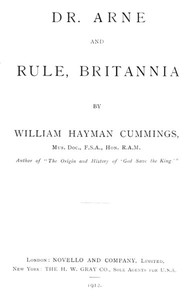 Cover of Dr. Arne and Rule, Britannia