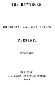 Cover of The Hawthorne: A Christmas and New Years Present