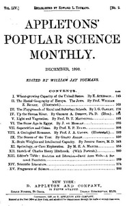 Cover of Appletons' Popular Science Monthly, December 1898 Volume LIV, No. 2, December 1898