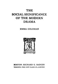 Cover of The Social Significance of the Modern Drama