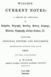 Cover of Willis's Current Notes, No. 13, January 1852