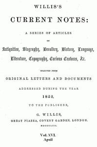 Cover of Willis's Current Notes, No. 16, April 1852
