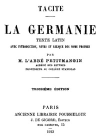 Cover of La Germanie Texte latin avec introduction, notes et lexique des noms propres
