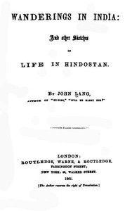 Cover of Wanderings in India, and Other Sketches of Life in Hindostan