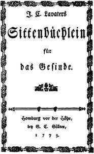 Cover of J. C. Lavater's Sittenbüchlein für das Gesinde