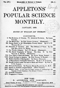 Cover of Appletons' Popular Science Monthly, January 1899 Volume LIV, No. 3, January 1899