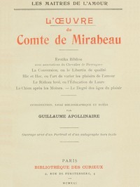 Cover of L'oeuvre du comte de Mirabeau