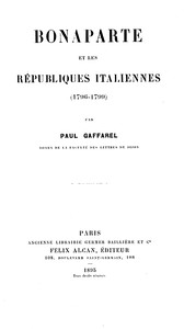 Cover of Bonaparte et les Républiques Italiennes (1796-1799)