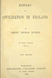 Cover of History of Civilization in England, Vol. 1 of 3