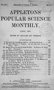 Cover of Appletons' Popular Science Monthly, April 1899 Volume LIV, No. 6, April 1899