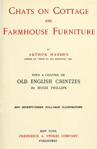Cover of Chats on Cottage and Farmhouse Furniture