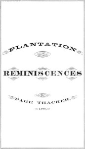 Cover of Plantation Reminiscences