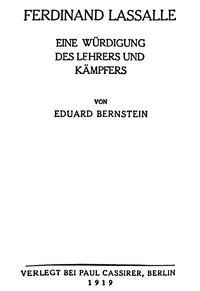Cover of Ferdinand Lassalle: Eine Würdigung des Lehrers und Kämpfers