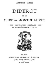Cover of Diderot et le Curé de Montchauvet Une mystification littéraire chez le baron d'Holbach, 1754