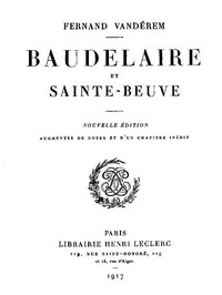 Cover of Baudelaire et Sainte-Beuve