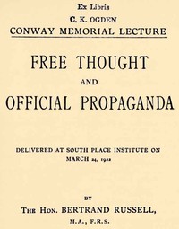 Cover of Free Thought and Official Propaganda