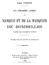 Cover of Les Dernières Années du Marquis et de la Marquise de Bombelles