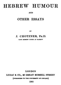 Cover of Hebrew Humor and Other Essays