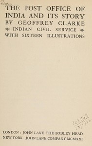 Cover of The Post Office of India and Its Story