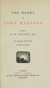 Cover of The Works of John Marston. Volume 1