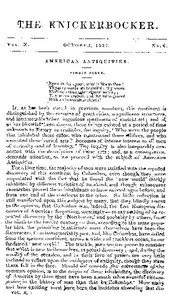Cover of The Knickerbocker, Vol. 10, No. 4, October 1837
