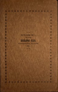 Cover of Note-book No. 1 of the Kickapoo Club