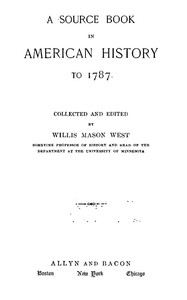 Cover of A Source Book in American History to 1787