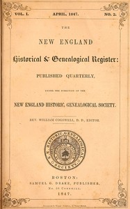 Cover of The New England Historical & Genealogical Register, Vol. 1, No. 2, April 1847