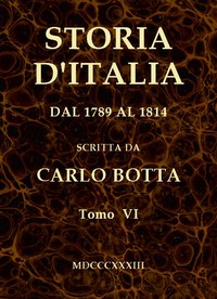 Cover of Storia d'Italia dal 1789 al 1814, tomo VI