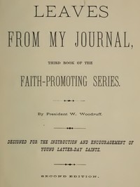 Cover of Leaves from My Journal: Third Book of the Faith-Promoting Series Designed for the Instruction and Encouragement of Young Latter-Day Saints