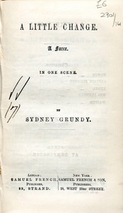 Cover of A Little Change: A Farce in One Scene