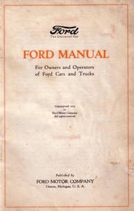 Cover of Ford Manual for Owners and Operators of Ford Cars and Trucks (1919)