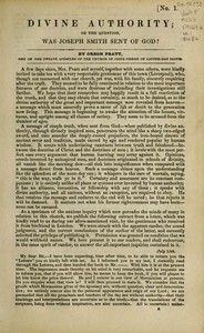 Cover of Divine Authority; Or, the Question: Was Joseph Smith Sent of God?