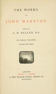 Cover of The Works of John Marston. Volume 3