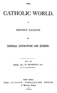 Cover of The Catholic World, Vol. 11, April, 1870 to September, 1870