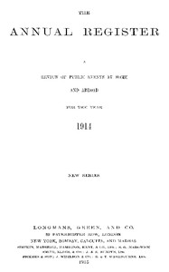 Cover of The Annual Register 1914 A Review of Public Events at Home and Abroad for the Year 1914