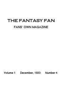 Cover of The Fantasy Fan, December 1933 The Fans' Own Magazine