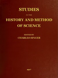 Cover of Studies in the History and Method of Science, vol. 1 (of 2)