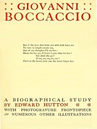 Cover of Giovanni Boccaccio, a Biographical Study